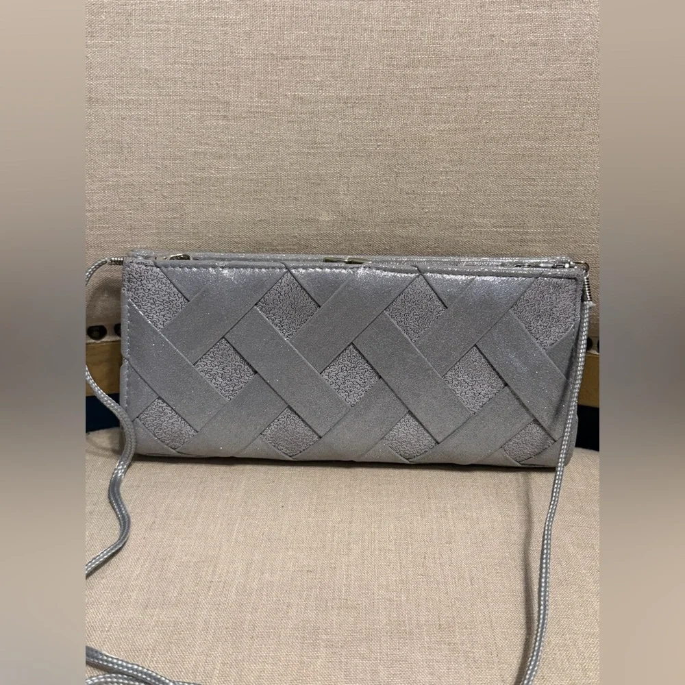Kate Landry Silver Evening Convertible Clutch